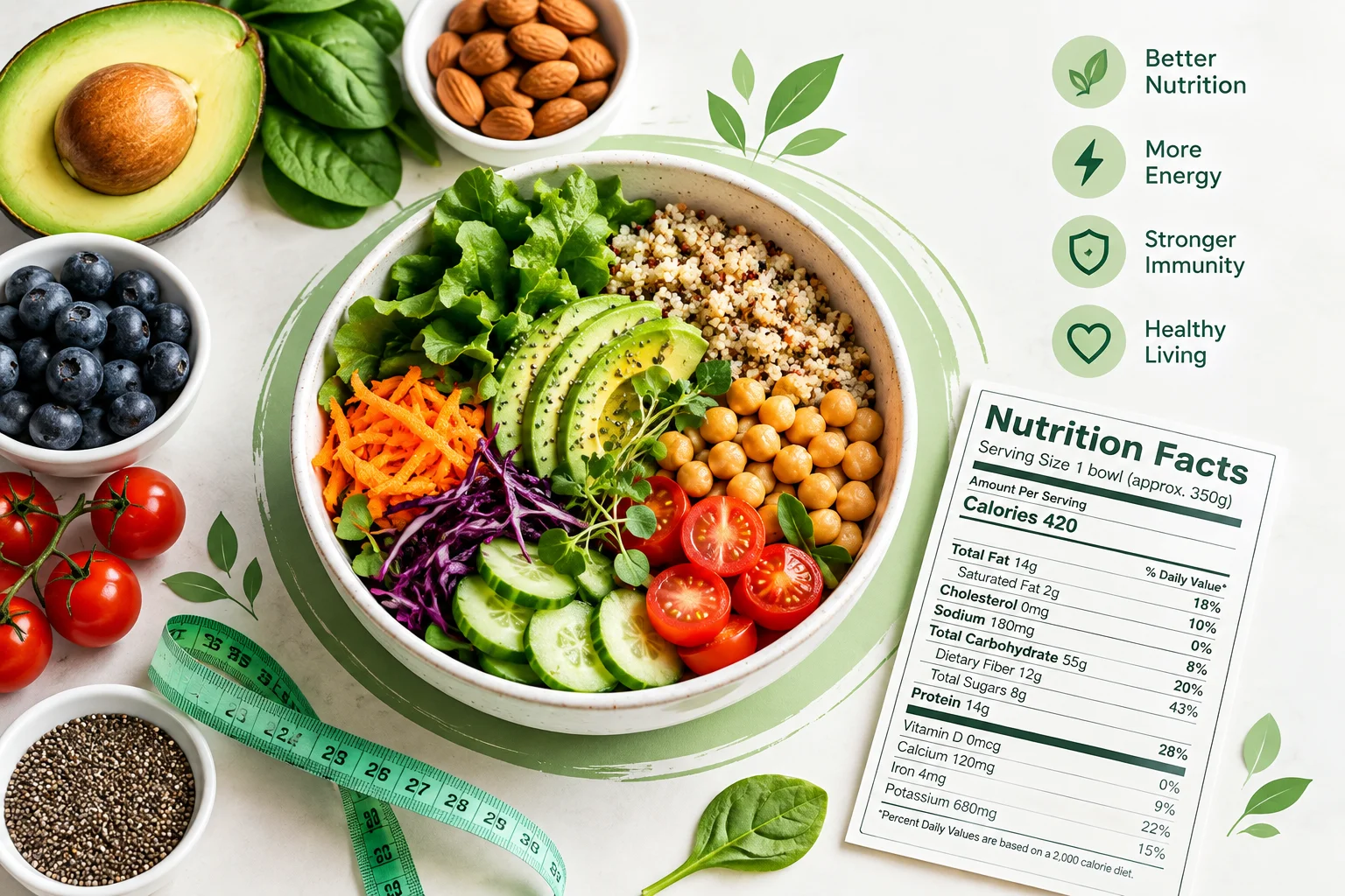 A clear educational visual explaining how to read nutrition labels, including serving size, calories, protein, fiber, added sugar, sodium, and Percent Daily Value for smarter food choices.